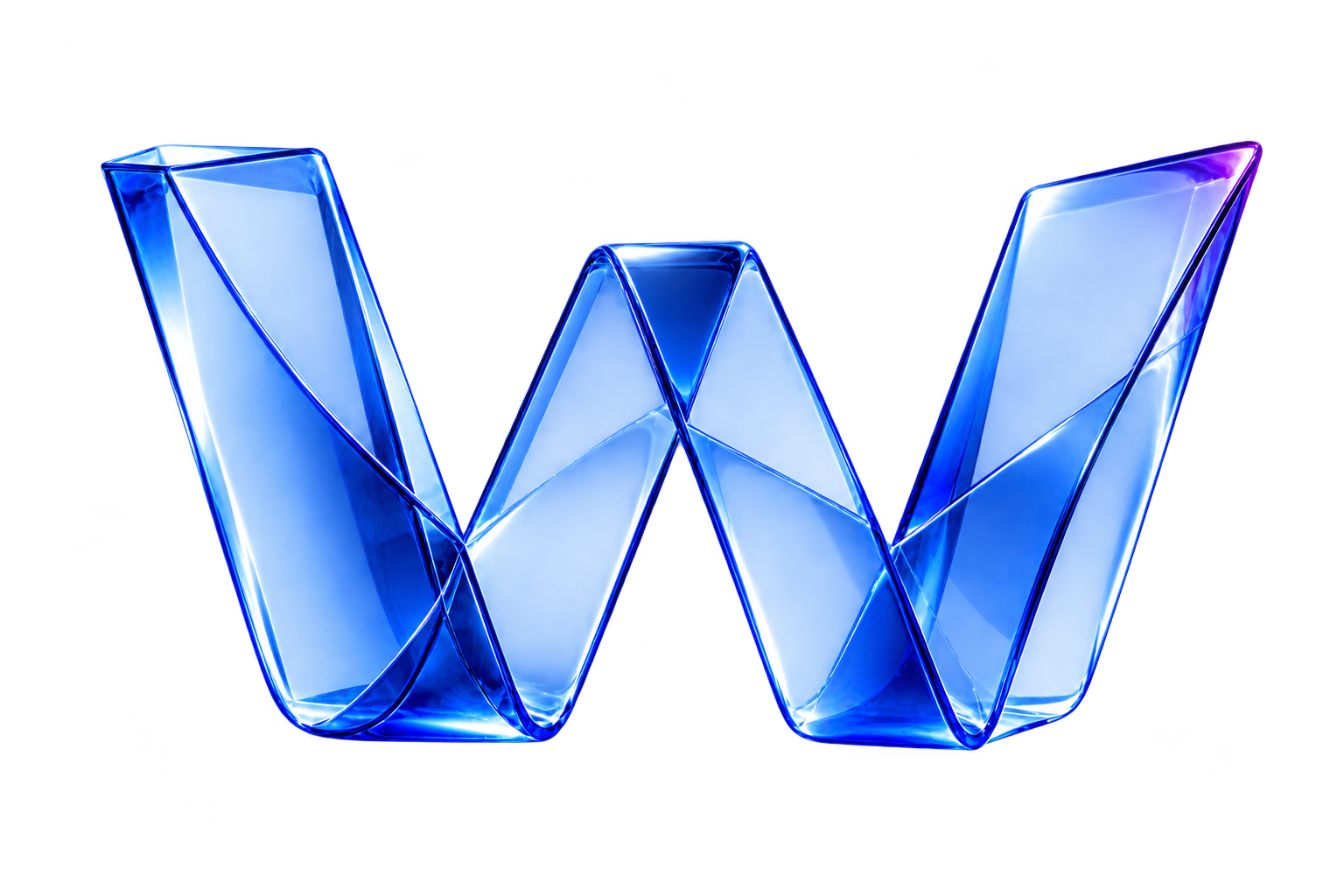 W Wenjun 蓝色玻璃字母个人标识